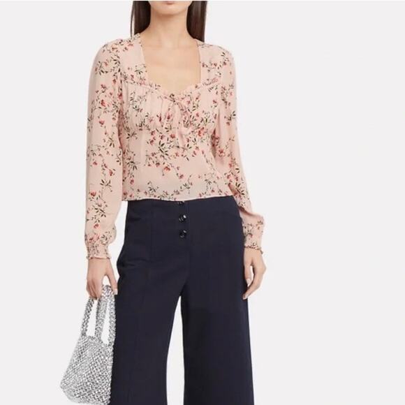 Intermix Chiara Printed Pink Floral Sweetheart Top 100% silk Size 8 - Picture 16 of 16